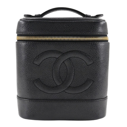 CHANEL Handbag Caviar skin black Vanity Women Used