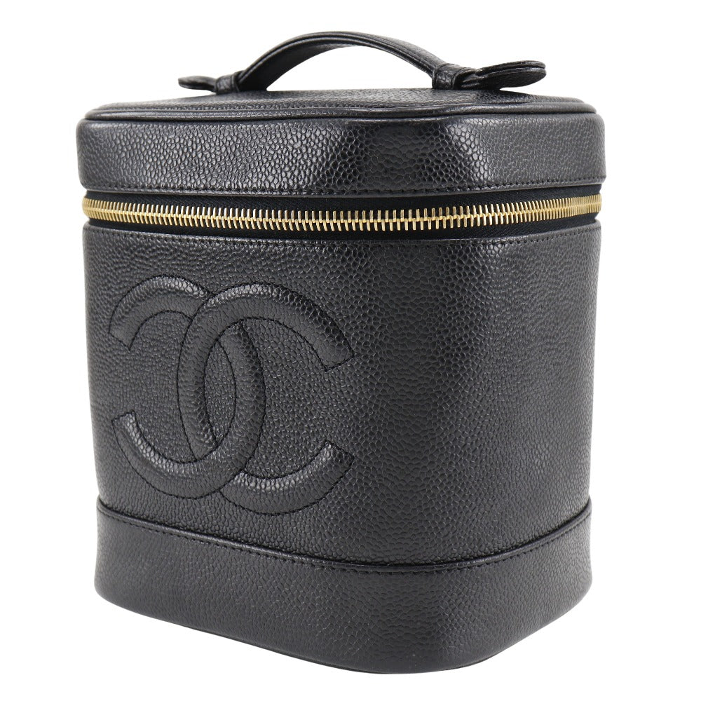 CHANEL Handbag Caviar skin black Vanity Women Used