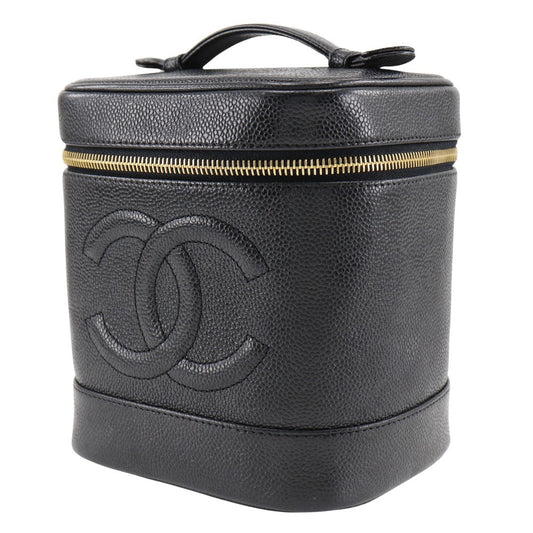 CHANEL Handbag Caviar skin black Vanity Women Used