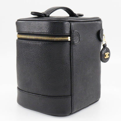 CHANEL Handbag Caviar skin black Vanity Women Used