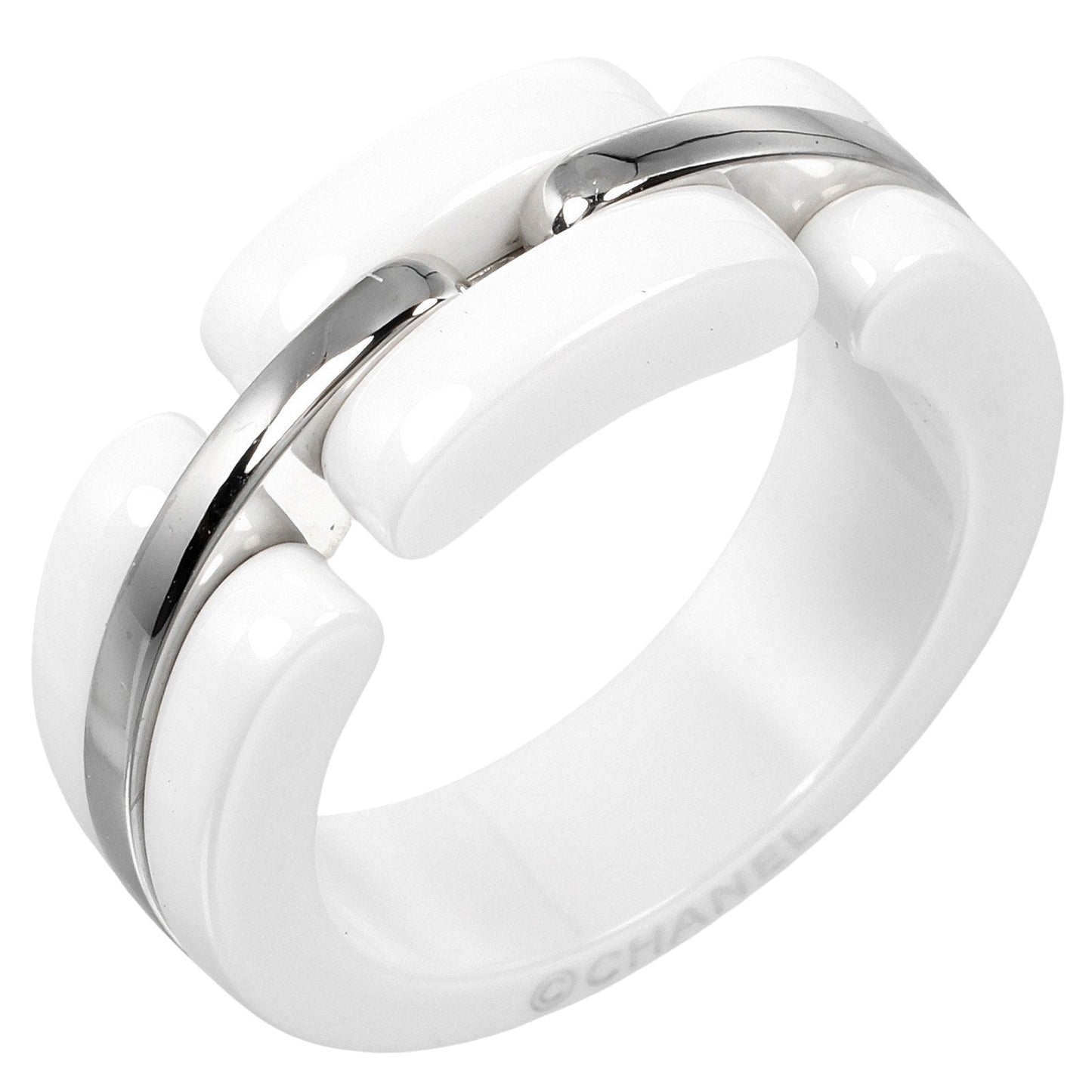 CHANEL Ring K18 White Gold, White Ceramic white Ultra Collection Women Used