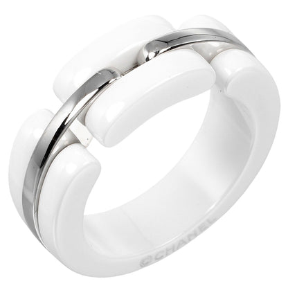 CHANEL Ring K18 White Gold, White Ceramic white Ultra Collection Women Used