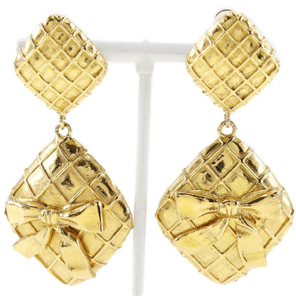 CHANEL Earring Plated Gold gold quilting Women Used