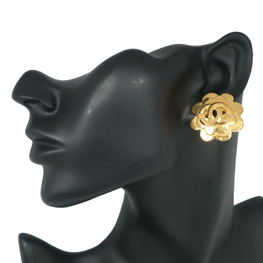 CHANEL Earring Plated Gold gold vintage COCO Mark flour Women Used