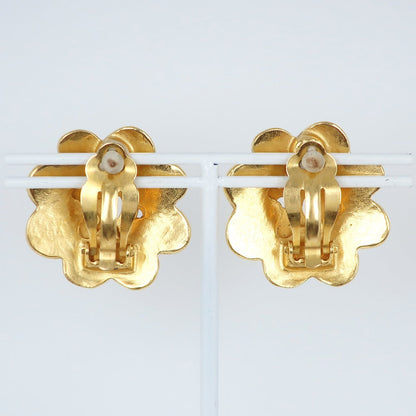 CHANEL Earring Plated Gold gold vintage COCO Mark flour Women Used