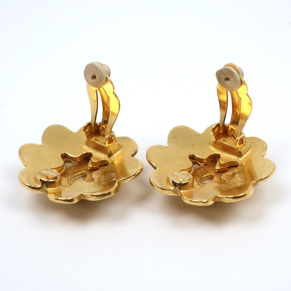 CHANEL Earring Plated Gold gold vintage COCO Mark flour Women Used