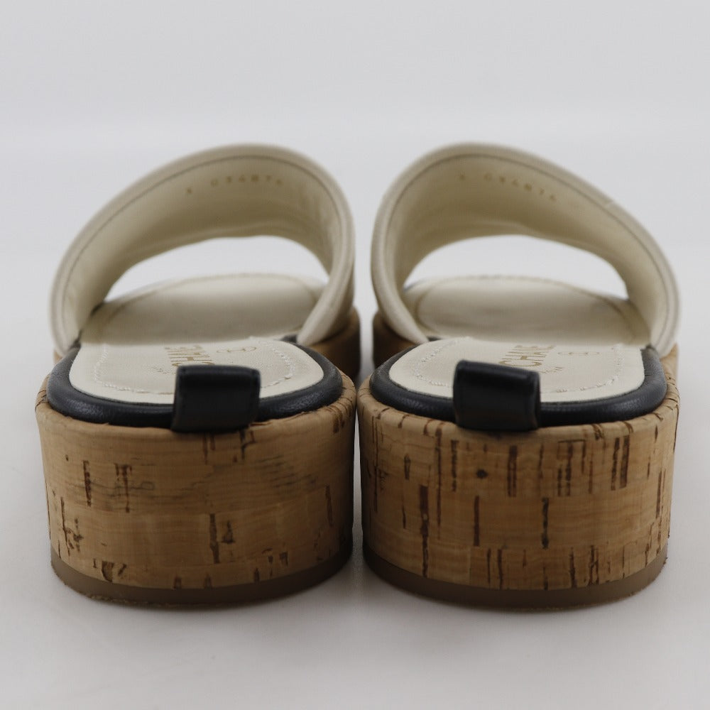 Chanel Logo Leather Cork Mule