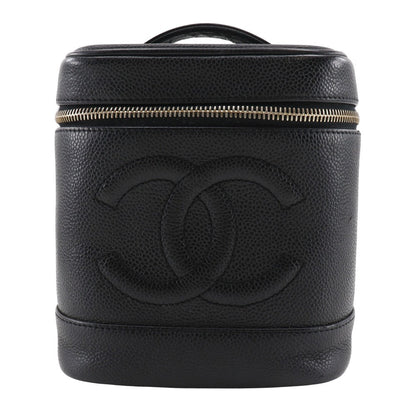 CHANEL Handbag Caviar skin black Vanity Women Used