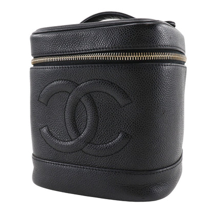 CHANEL Handbag Caviar skin black Vanity Women Used
