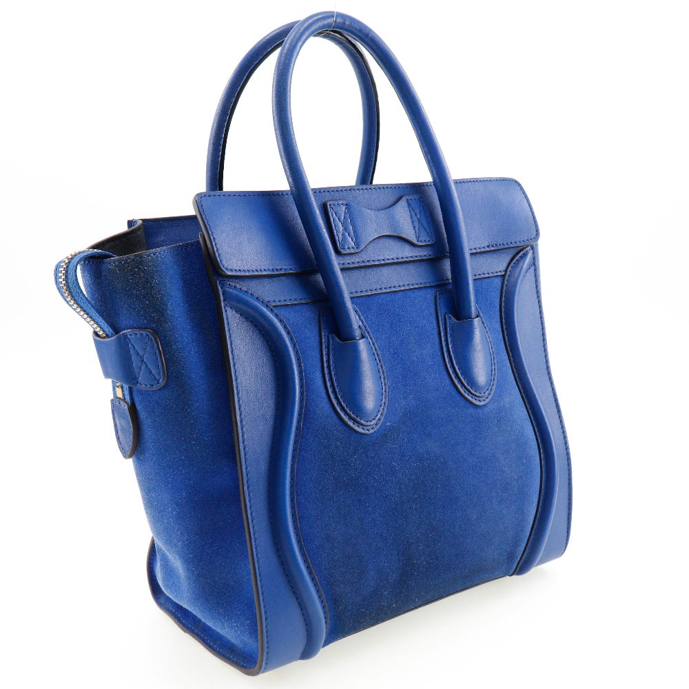 CELINE Handbag Suede, Calfskin blue Luggage micro Women Used