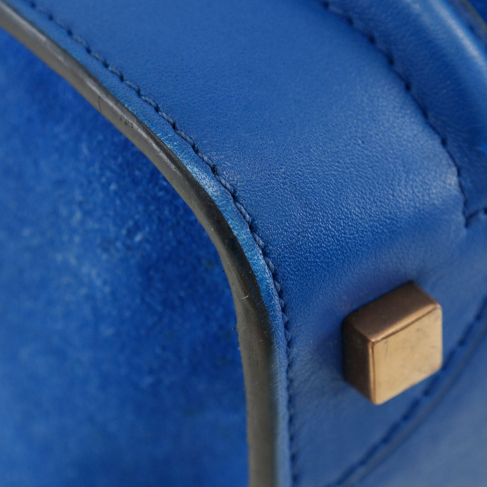 CELINE Handbag Suede, Calfskin blue Luggage micro Women Used