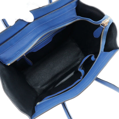 CELINE Handbag Suede, Calfskin blue Luggage micro Women Used
