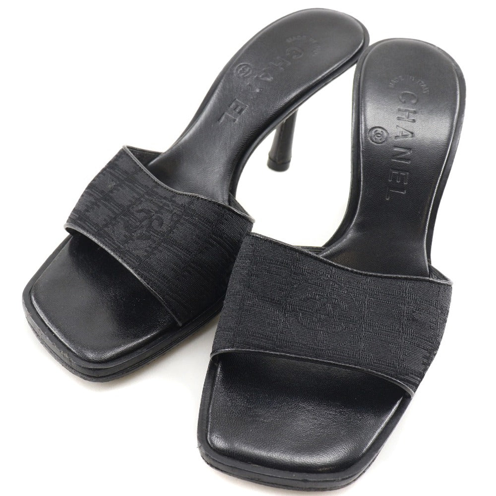 CHANEL Mule Nylon canvas black New travel line Women 35 Used