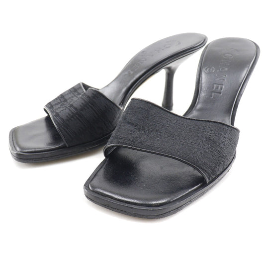 CHANEL Mule Nylon canvas black New travel line Women 35 Used