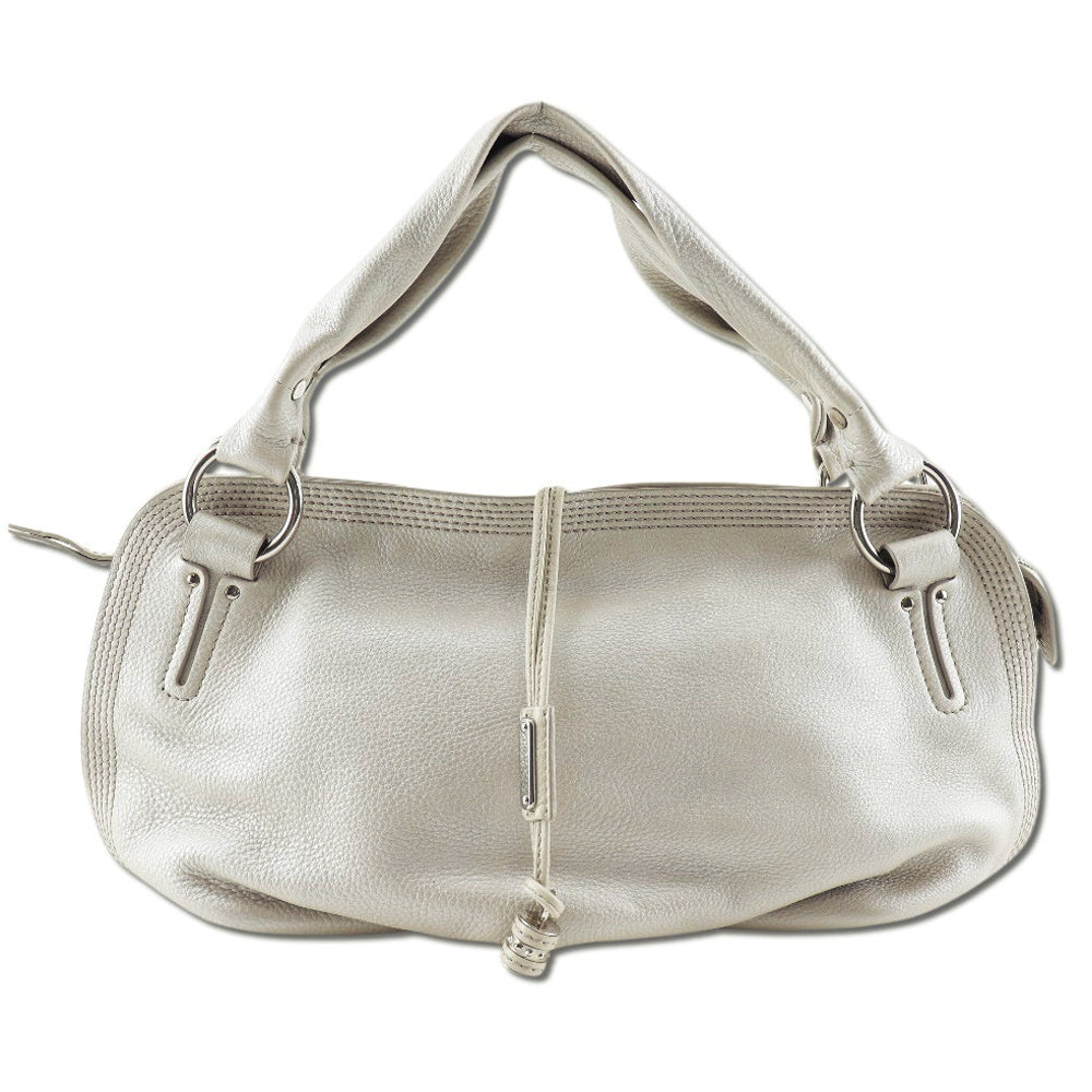 CELINE Shoulder Bag Calfskin beige Women Used