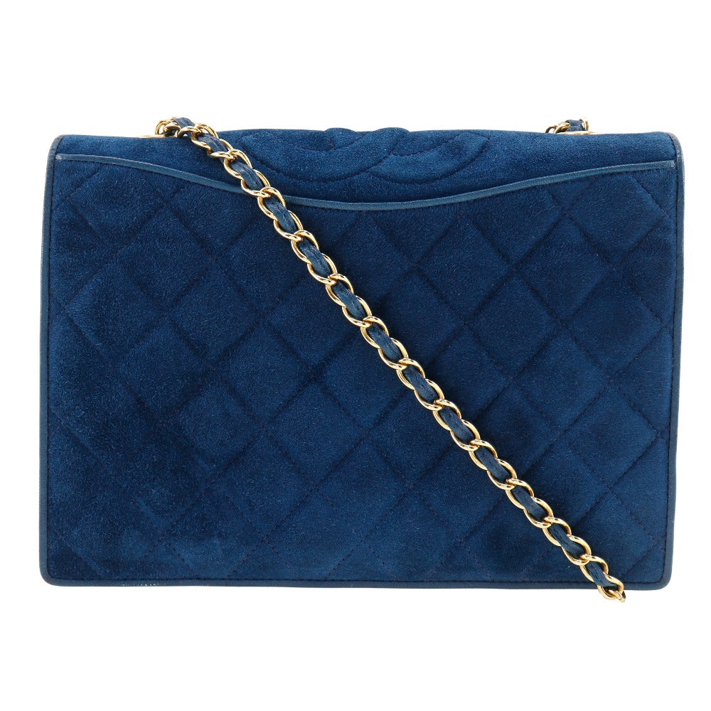 CHANEL Shoulder Bag Suede deep blue ChainShoulder Women Used