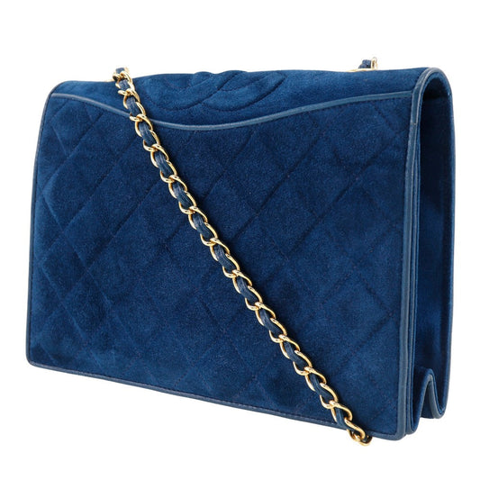 CHANEL Shoulder Bag Suede deep blue ChainShoulder Women Used