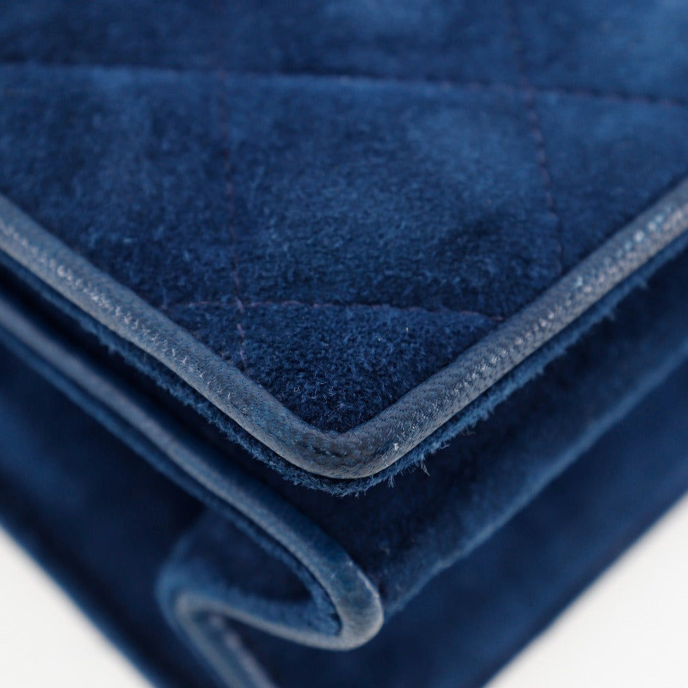 CHANEL Shoulder Bag Suede deep blue ChainShoulder Women Used