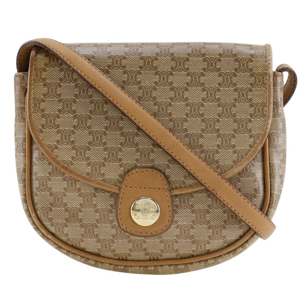 CELINE Shoulder Bag PVC, Leather beige Macadam Old Celine Pochette Women Used