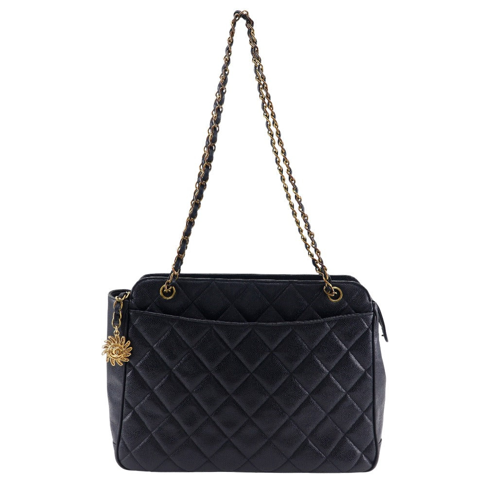 CHANEL Shoulder Bag Caviar skin black ChainShoulder Women Used