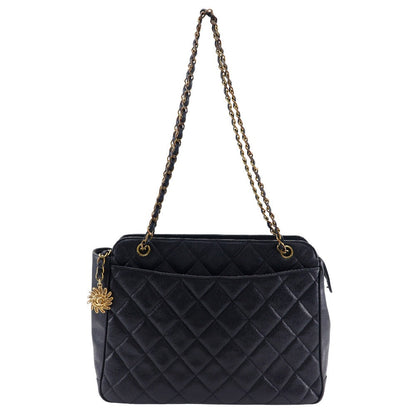 CHANEL Shoulder Bag Caviar skin black ChainShoulder Women Used