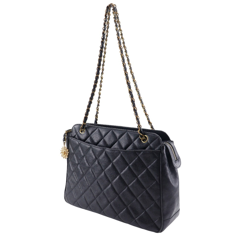 CHANEL Shoulder Bag Caviar skin black ChainShoulder Women Used