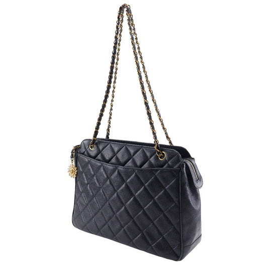 CHANEL Shoulder Bag Caviar skin black ChainShoulder Women Used