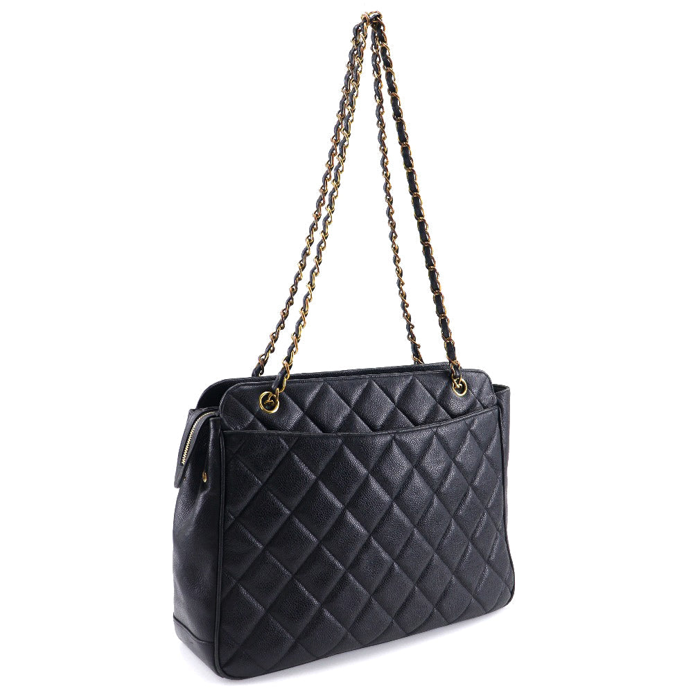 CHANEL Shoulder Bag Caviar skin black ChainShoulder Women Used