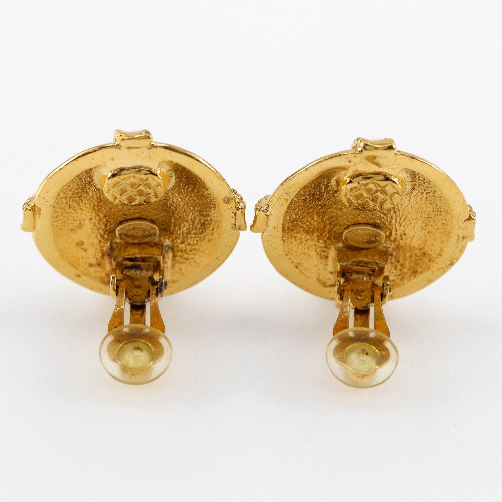 CHANEL Earring Plated Gold gold vintage COCO Mark Women Used