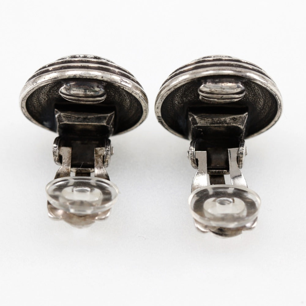 CHANEL Earring metallic Silver COCO Mark Women Used