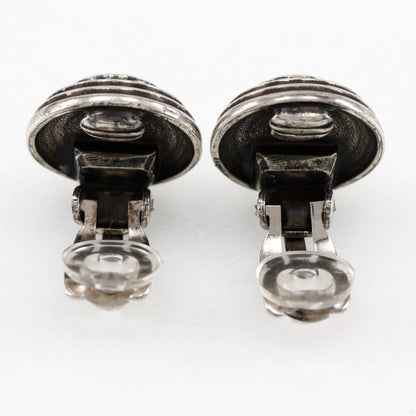CHANEL Earring metallic Silver COCO Mark Women Used