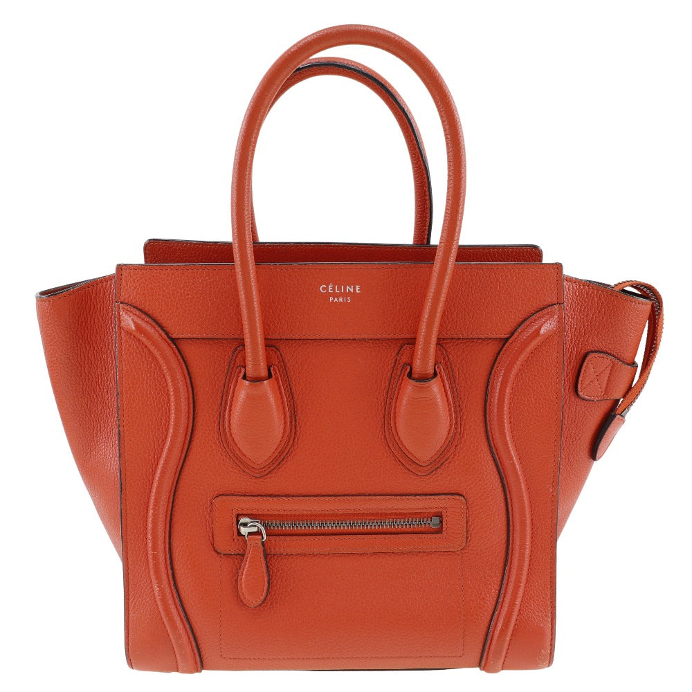CELINE Handbag Calfskin Red Luggage micro Women Used