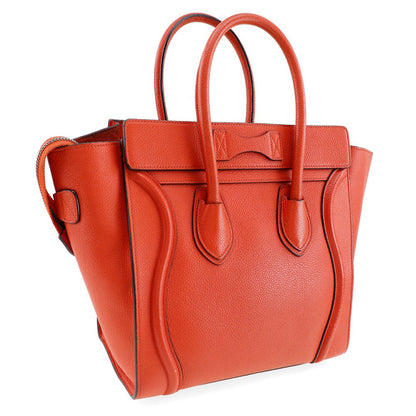 CELINE Handbag Calfskin Red Luggage micro Women Used
