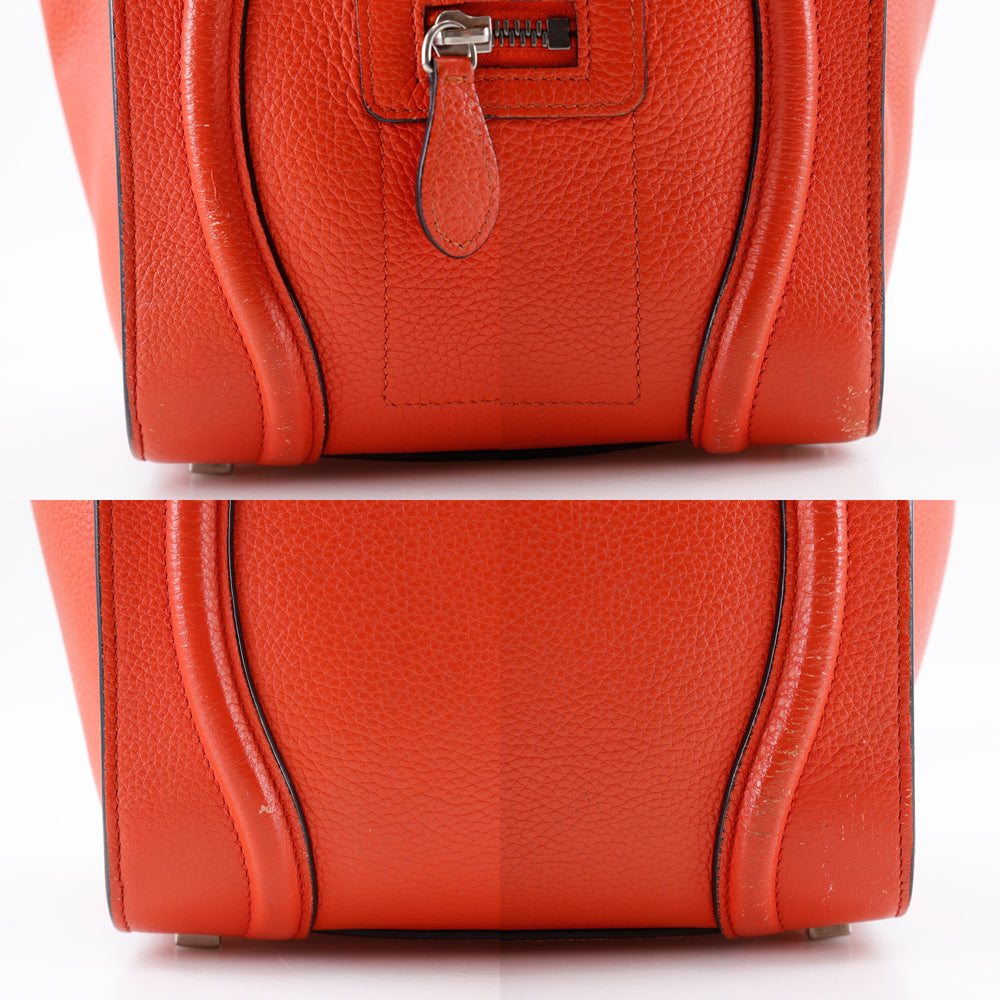 CELINE Handbag Calfskin Red Luggage micro Women Used