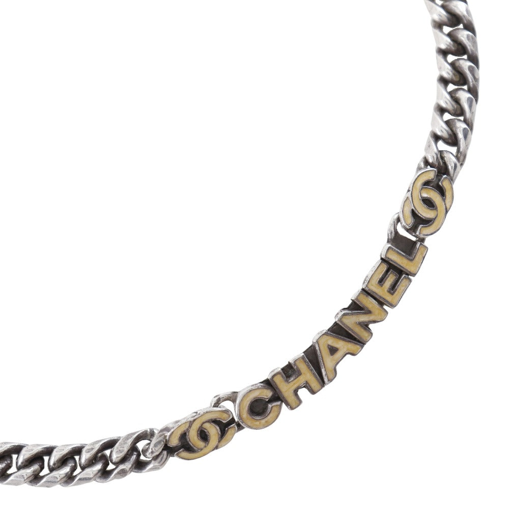 CHANEL Necklace metallic Silver logo COCO Mark Women Used