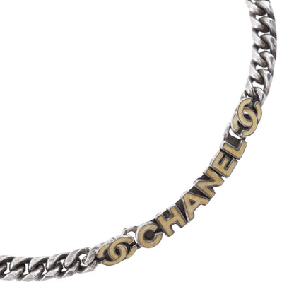 CHANEL Necklace metallic Silver logo COCO Mark Women Used
