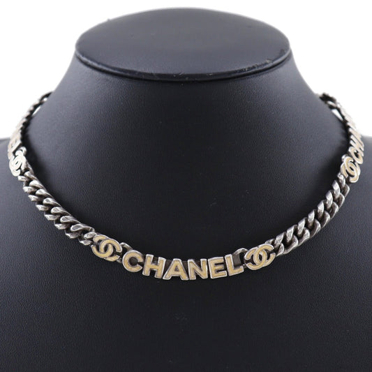 CHANEL Necklace metallic Silver logo COCO Mark Women Used