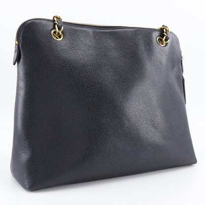 CHANEL Shoulder Bag Caviar skin black Chain tote Women Used