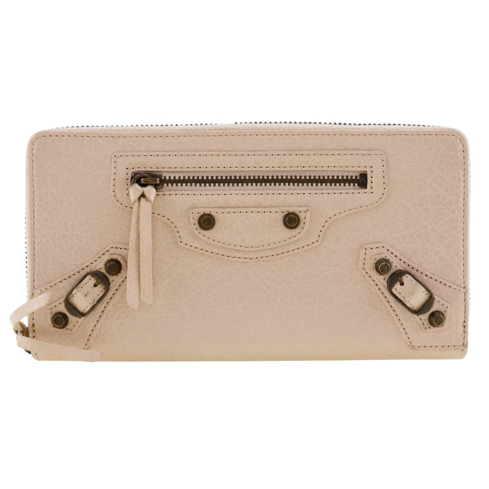 BALENCIAGA Long Wallet Purse 253036 Calfskin Beige pink Classic Continental Women