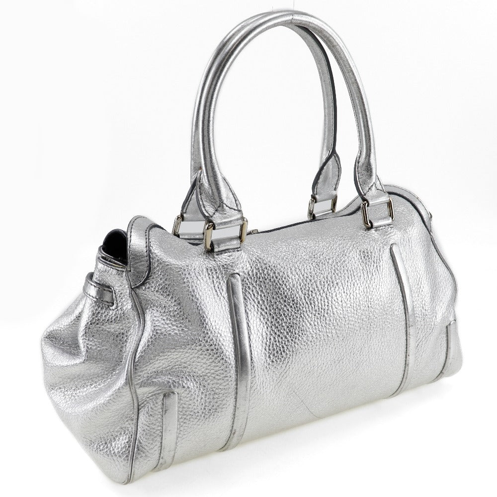 CELINE Handbag Calfskin Silver With logo Women Used