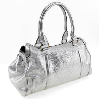 CELINE Handbag Calfskin Silver With logo Women Used