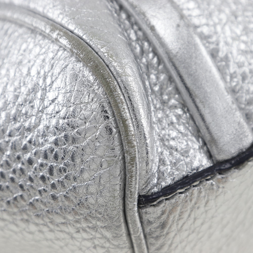 CELINE Handbag Calfskin Silver With logo Women Used