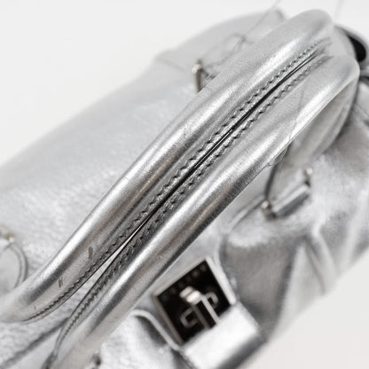 CELINE Handbag Calfskin Silver With logo Women Used