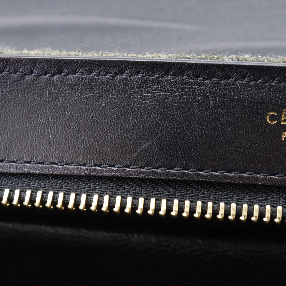 CELINE Handbag Felt, Calfskin Black / grey Trapeze Women Used