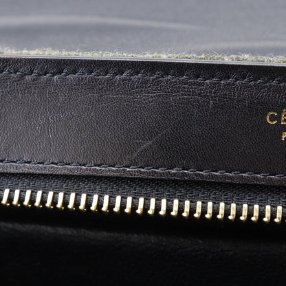CELINE Handbag Felt, Calfskin Black / grey Trapeze Women Used