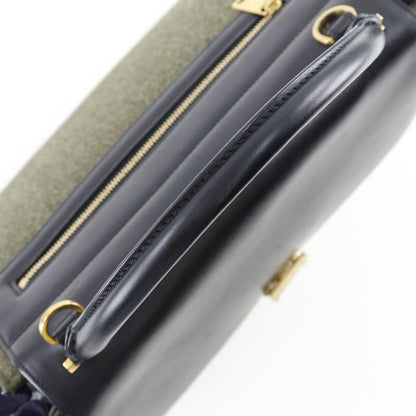 CELINE Handbag Felt, Calfskin Black / grey Trapeze Women Used