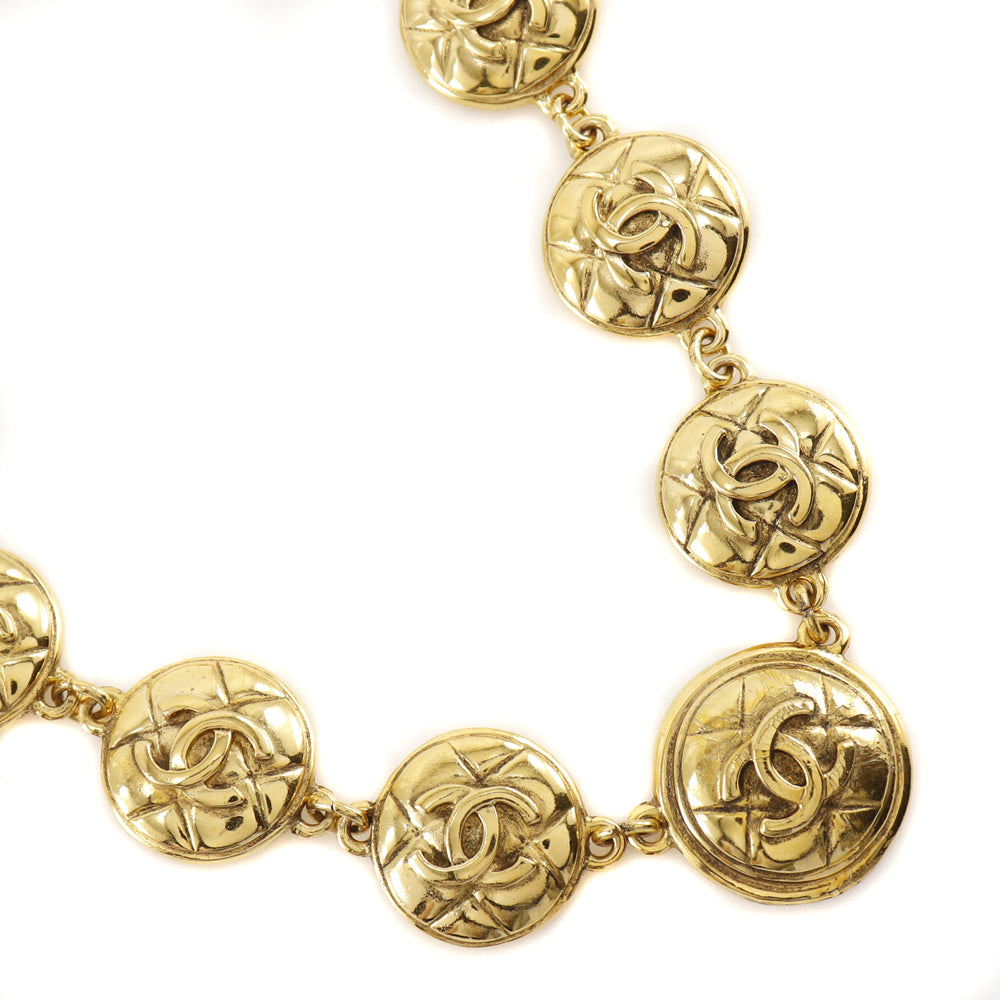 CHANEL Necklace Plated Gold gold vintage Matrasse COCO Mark Women Used