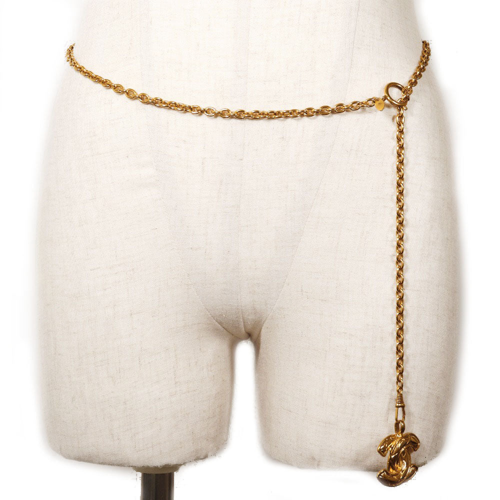 CHANEL belt Plated Gold gold vintage COCO Mark Chain belt Women Used