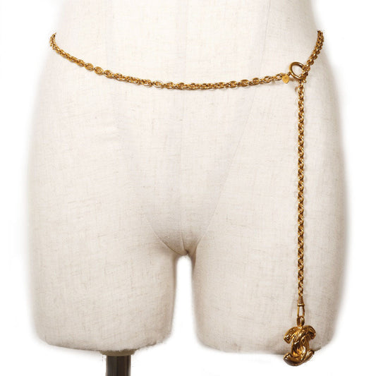 CHANEL belt Plated Gold gold vintage COCO Mark Chain belt Women Used