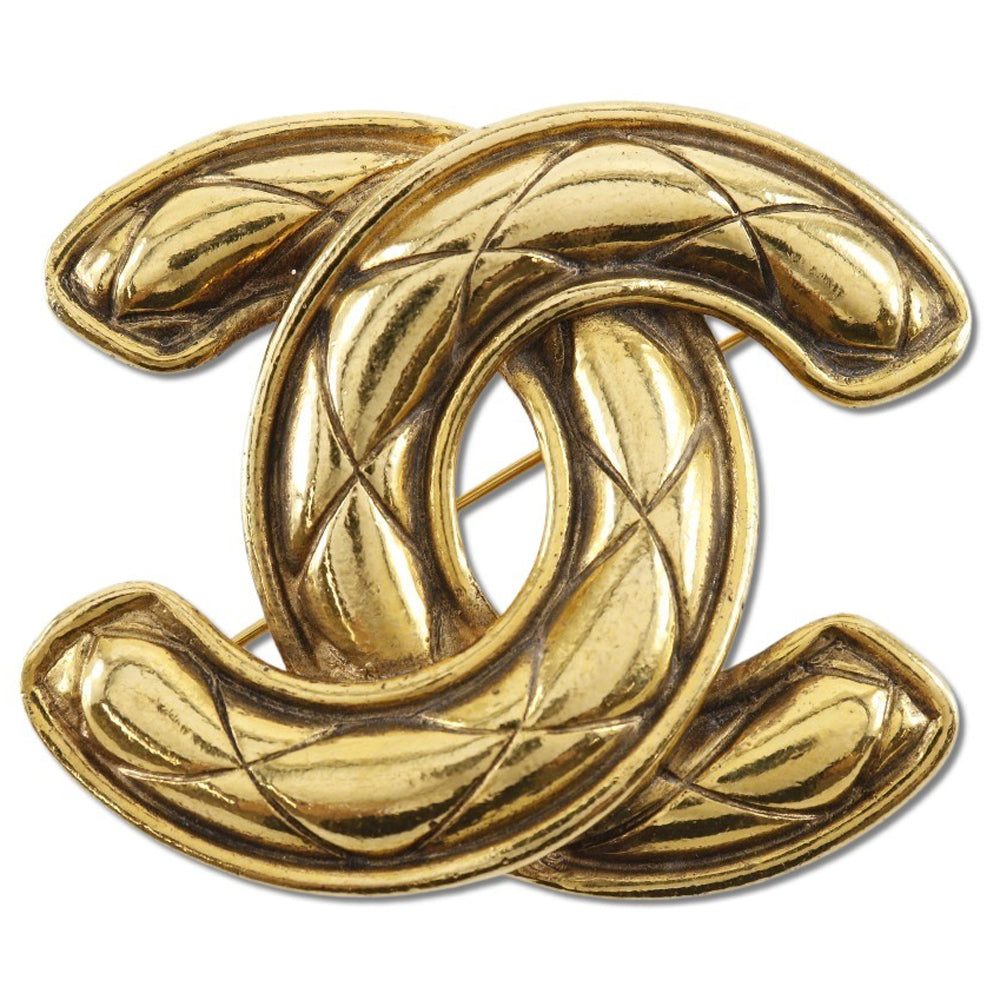 CHANEL Brooch Plated Gold gold vintage Matrasse COCO Mark Women Used